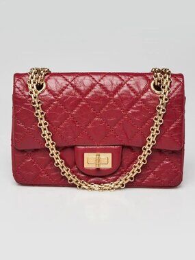 Chanel Red Quilted Aged Calfskin Leather 2.55 Reissue Mini Flap Bag